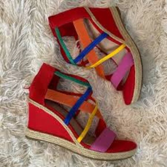 IMPO Bright Multi Espadrille Wedge Sandal - Picture 1 of 4